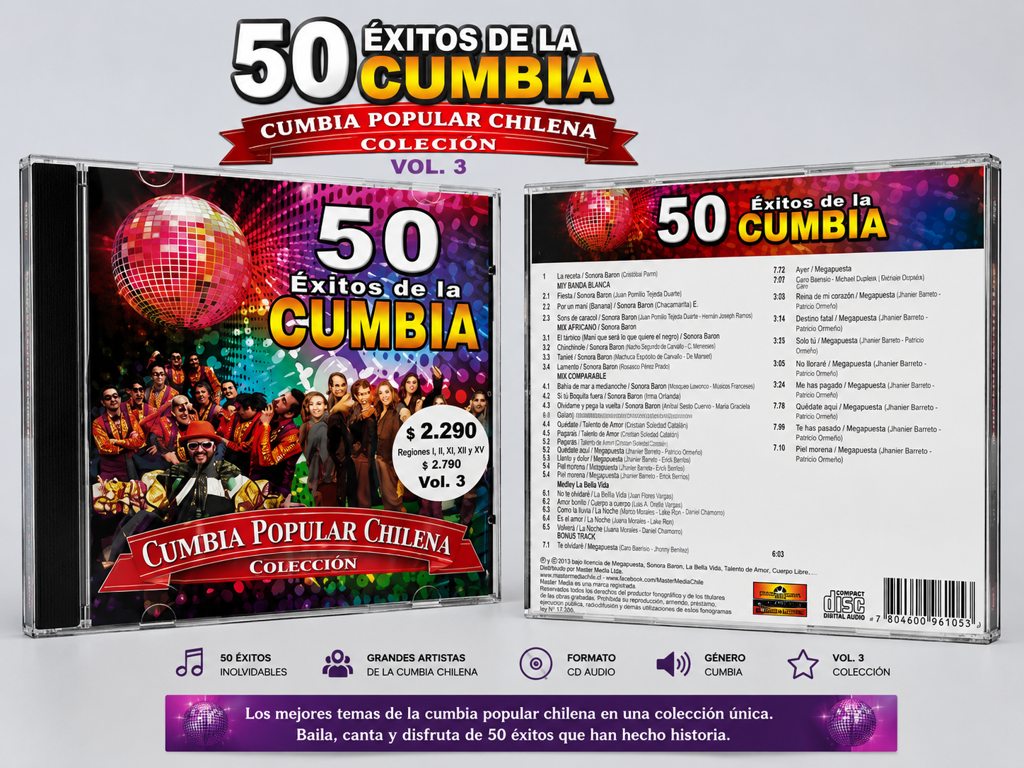 50 Éxitos de la Cumbia – Cumbia Popular Chilena Vol. 3 (CD)
